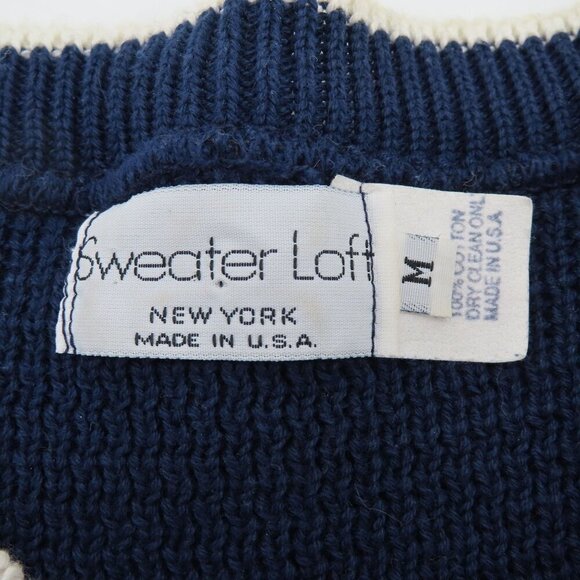 Sweater Loft Womens Medium Red White Blue Stripe Embroidered Crest Sweater Shirt - Picture 7 of 10